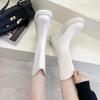 Skinny thick-soled flat-bottomed medium boots New round-headed British style student black Martin boots Skinny boots