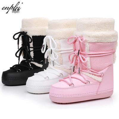 Damen High-Top Wildleder Lammwolle Skistiefel