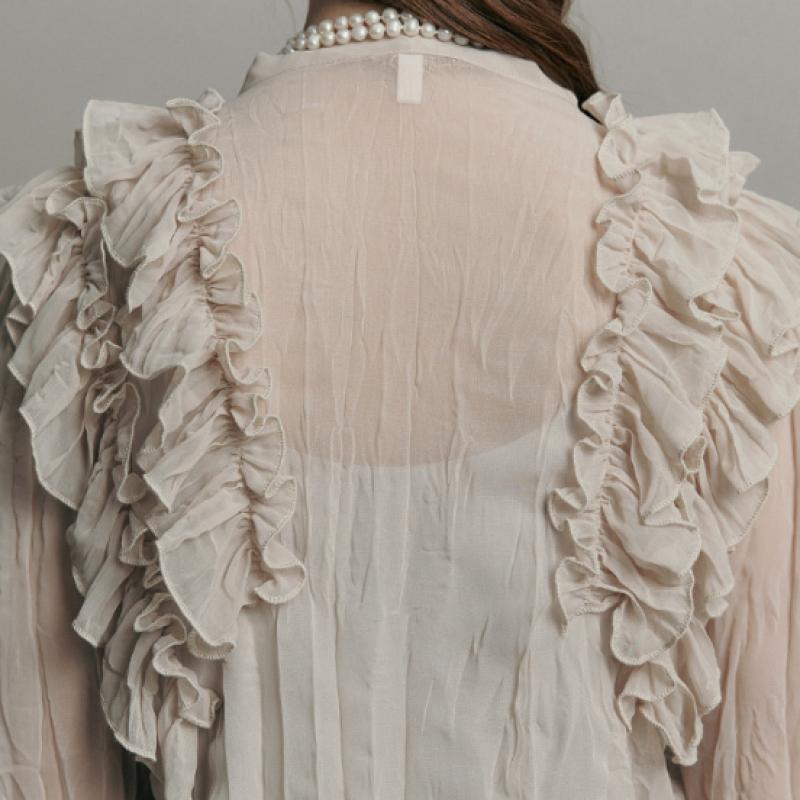 Maxza Ruffle Volume SleeVe V Neck Chiffon Blouse Zc10qb400on