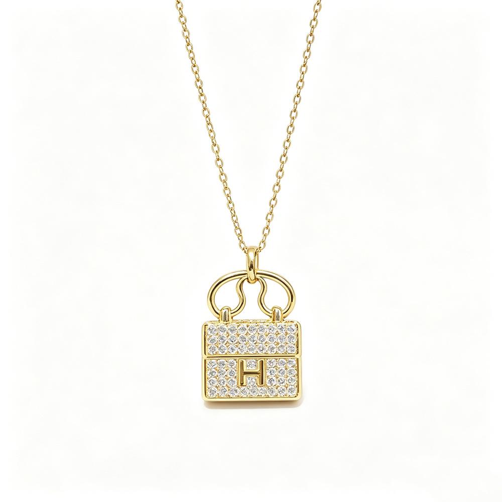 Luxe Diamant 'H' Tas Ketting: Stijlvolle en Elegante Sleutelbeenketting