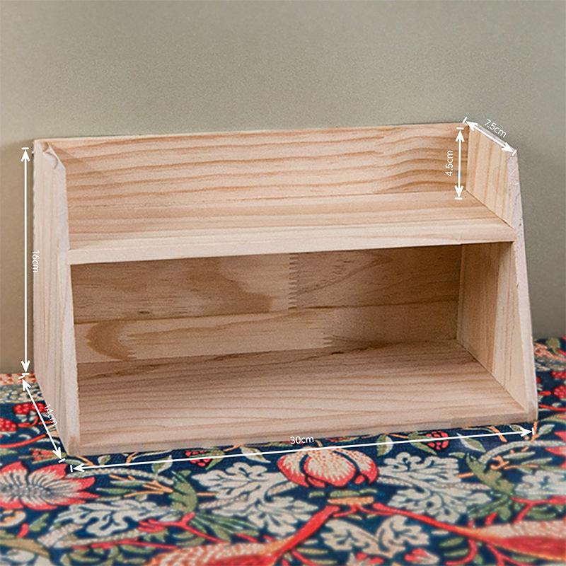Desktop Retro Wooden Storage & Organization Rack for Journals, Ornaments, Coffee Cups, and Perfume.