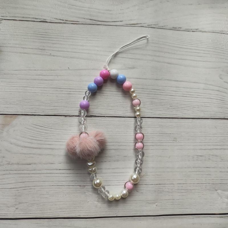 

Colorful Heart Butterfly Beaded Keychain & Phone Lanyard Plush Women s Ornament