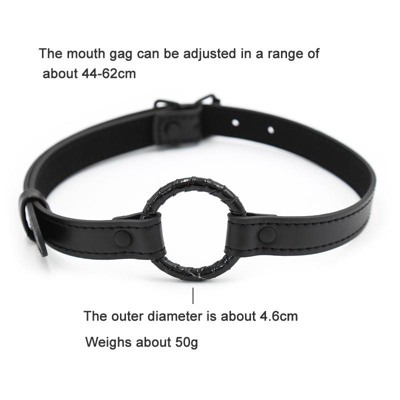 Black Sex Open Mouth Gag Harness Bdsm Bondage Leather Strap O Ring Gag Mouth Flirting Sex Toys For Woman Couples Adult Games