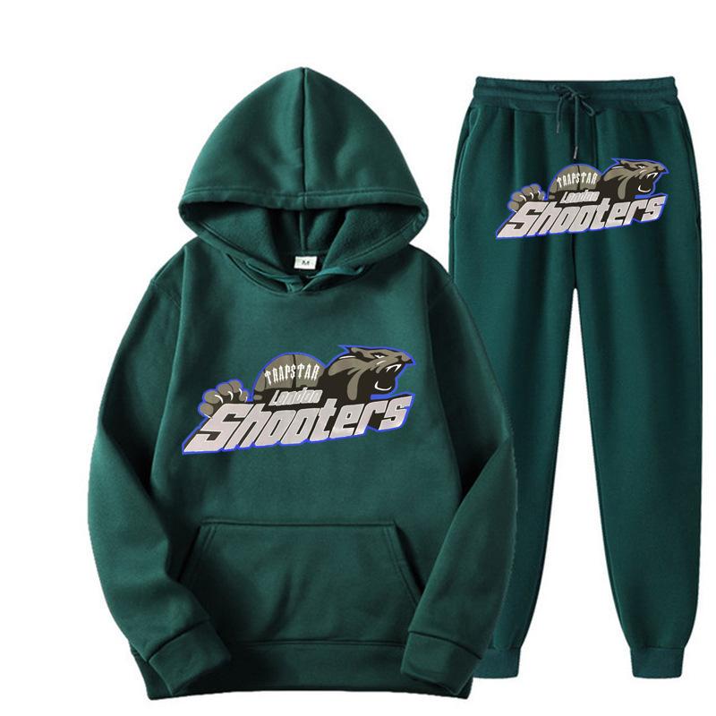 New Men's and Women's Casual Sports Suit, Red and Black Tiger Head Sweater and Sweatpants Suit.