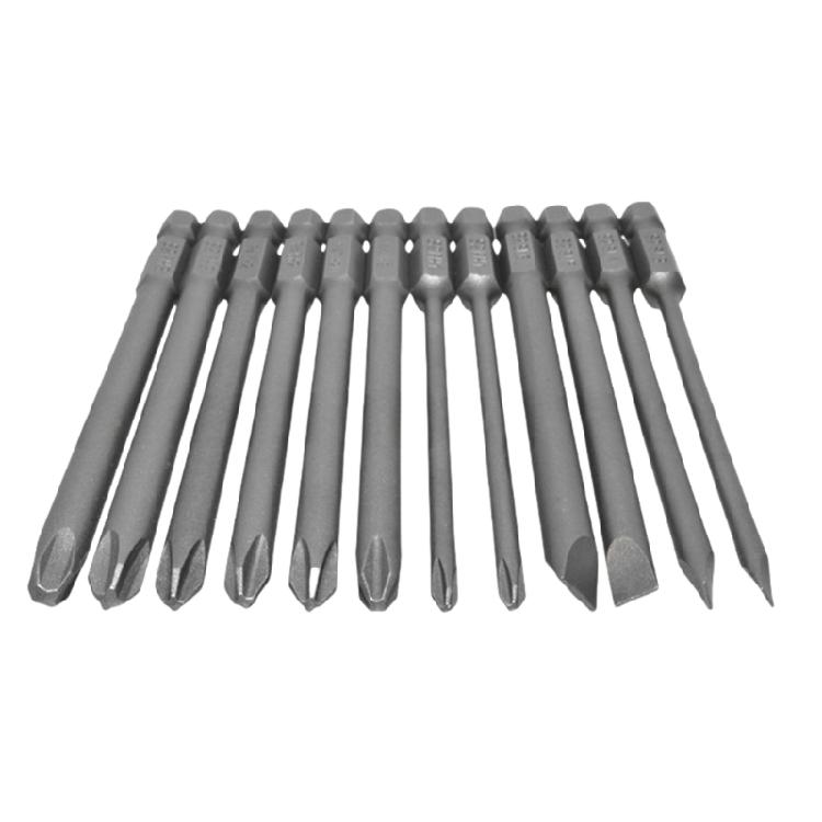 12pcs Slotted Crosses Head Screwdriver Bit Collection Alloys Steel Offering Sandblasted Surfaces with Hexagonal Shank