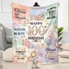 Happy 100th Birthday Quotes Blanket Durable Comfort Great for Livingroom Seaside Sofa Four Seasons Universal Warmthful Decor
