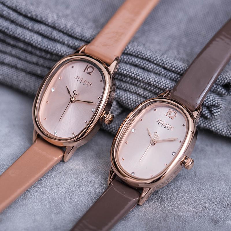 New Lady Women's Watch Japan Quartz Elegant Small Fashion Simple Hours Real Leather Bracelet Clock Girl Birthday Gift Julius Box