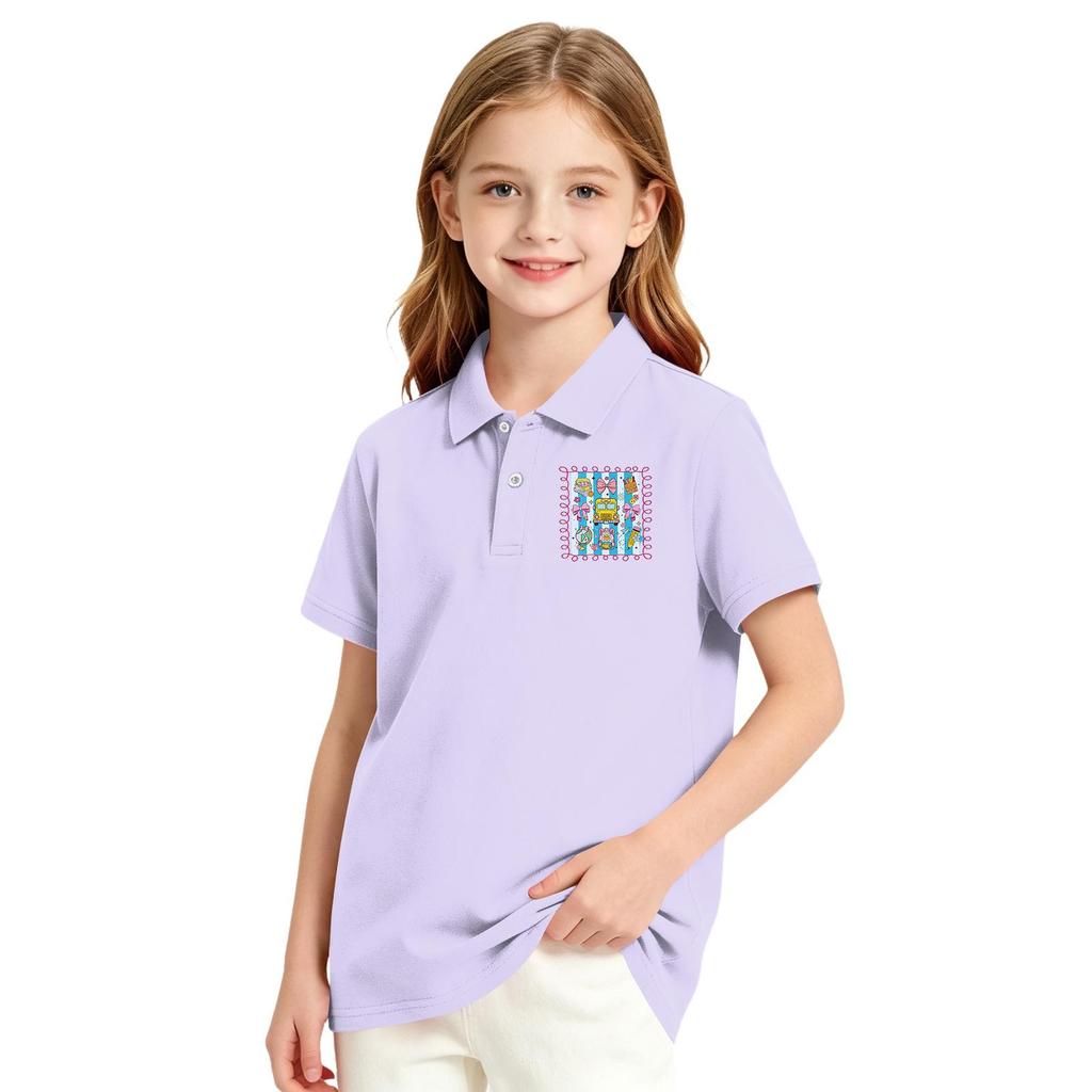 Girls Casual Short Sleeve Print School Uniform T-Shirt for Back To School and Everyday Wear