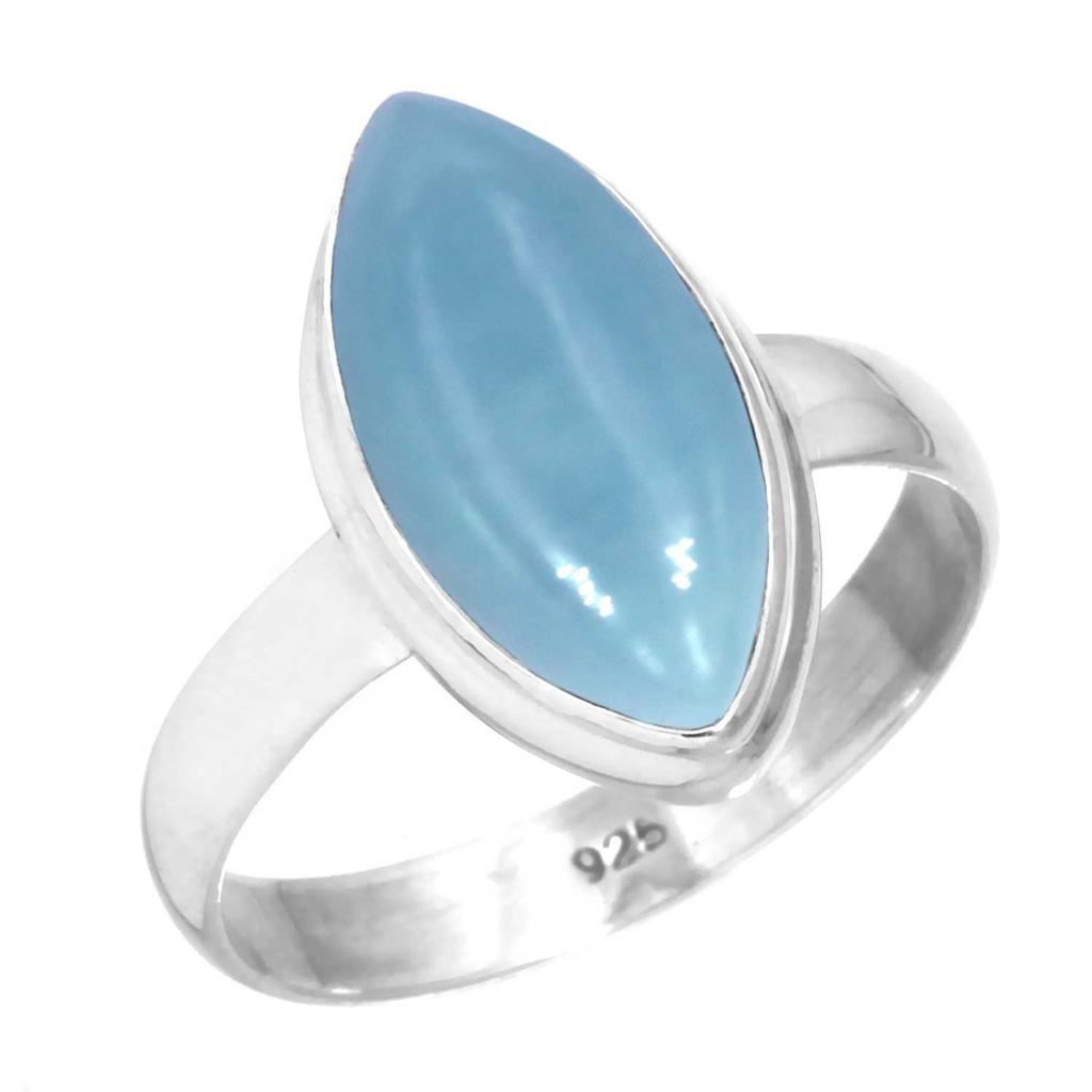 Anello in Argento Sterling 925 da Donna con Pietra Preziosa Gioielli Fatti a Mano Regalo di San Valentino Amazzonite Angelite Opale Blu Agata del Botswana Azurite di Mohave Crisocolla