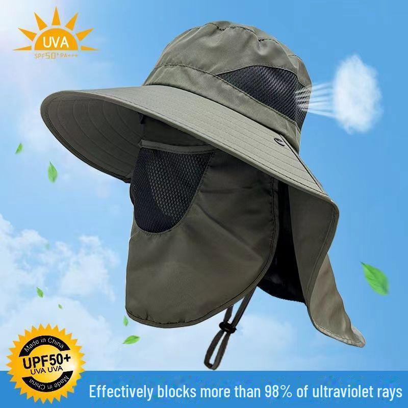 Men's Sun Protection Fishing Hat with Face Cover - UV Shield for Summer & Mountaineering