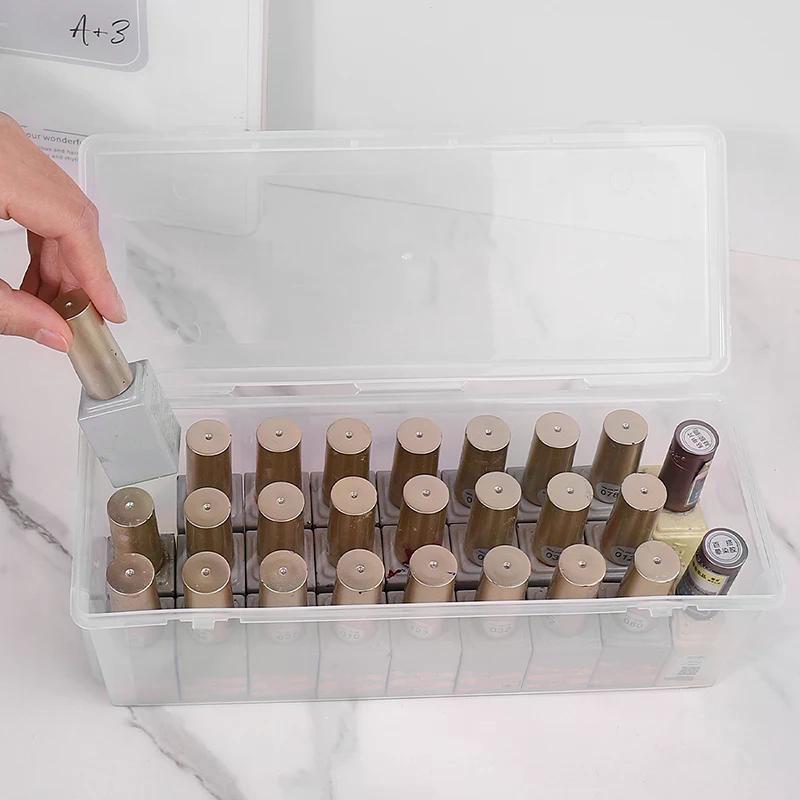1Pcs Nail Art Rectangle Transparent Storage Box Nail Rhinestone Brush Pen Buffer Grinding Files Organizer Container Case
