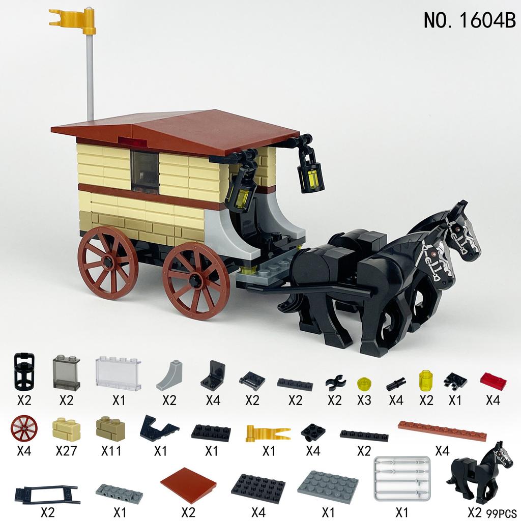 Jinzhi Royal Carriage, Horse Robe, Gun Barrel, Prisoner Cart Series, Small Particle Assembled Model Building Block Toy