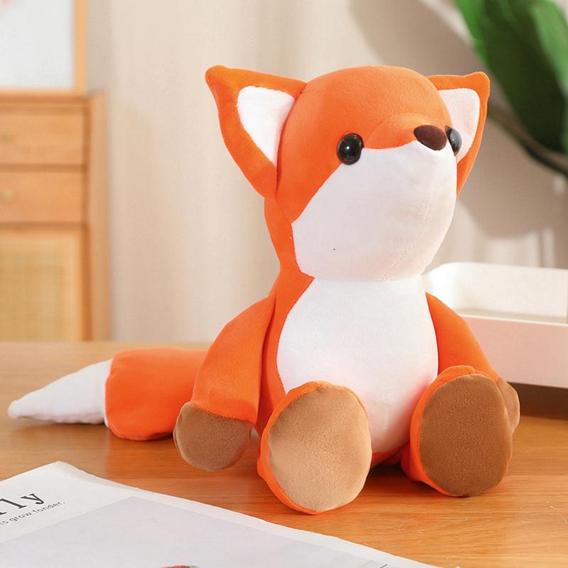 Cute Wildlife Fox Plush Cozy Toy Sweet Doll Short Velvet Fabric Elastic Cotton Filling Fine Stitching Sitting Standing Posture