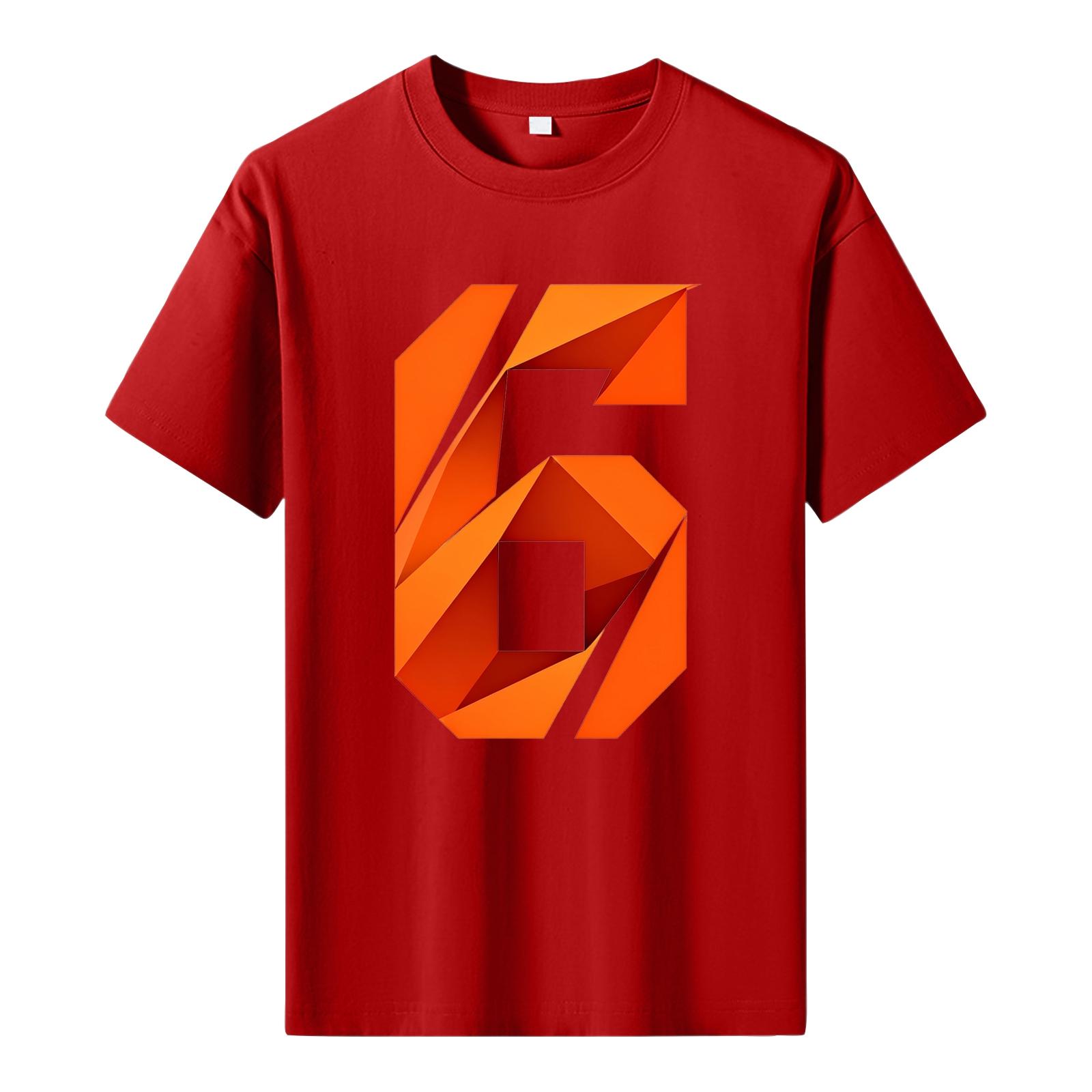 

Мужская футболка с коротким рукавом с принтом Мужская свободная повседневная футболка с коротким рукавом XL красный