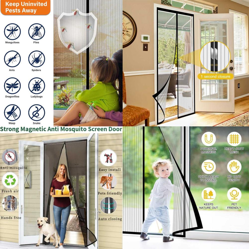 New No Punching Magnetic Screen Door Curtain Anti Mosquito Insect Fly Bug Automatic Closing Household Ventilation Door Curtain