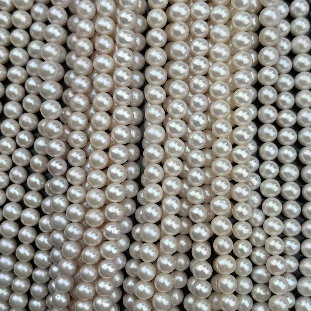 1String, White Natural Freshwater Pearls, Handmade Near Round Pearl Beads for Jewelry Making DIY Crafts (Beads 7.5-8.5mm, Length 36cm)