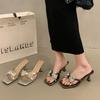 Fashion 2025 Summer Open Toe Women's Slippers Fashion Crystal Butterfly-knot New Outdoor Best Seller Elegant Heels Women Zapatos Mujer