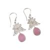 Růžový chalcedon Drahokam 925 Sterlingového Stříbra Šperky Ručně vyráběné Háčkované Náušnice 1,84" K Narozeninovému Dárku CE-23-14