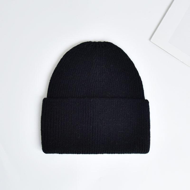 Factory Winter Hat for Women Unisex Winter Wool  Knitted Beanie Hat Soft Warm Knit Plain Beanies чёрный