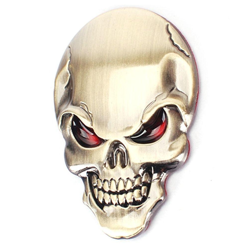 Skull Skeleton 3d Metal Skull Car Sticker Zinc Zinc Zinc Alloy 3d Metal Skull Emblem Badge  Motorcycle