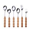 Creative  Wooden Handle  Stainless Steel  Upscale Cutlery Fork Spoon 