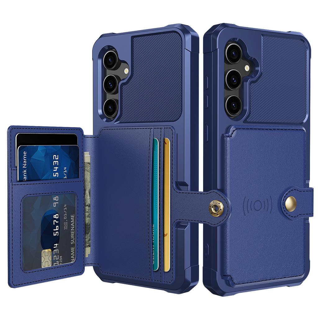 ZM03 For Samsung Galaxy S23 FE Card Holder Kickstand Phone Case PU Leather Coated TPU Back Cover