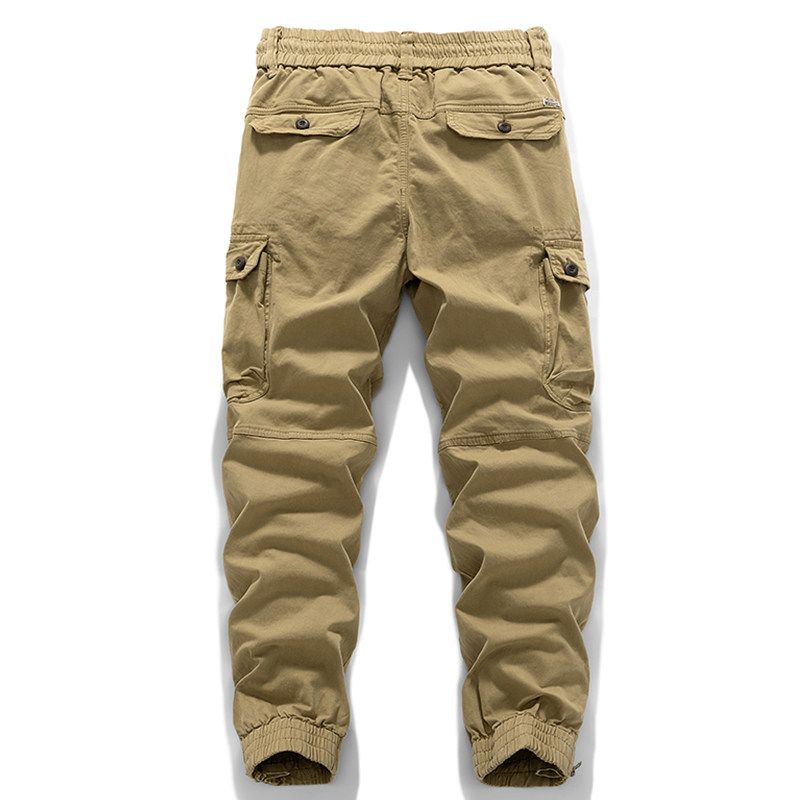American-Style Casual Washed Cotton Multi-Pocket Cargo Pants, Spring and Autumn Export Surplus Men's Jogger Loose-Fit Long Pants