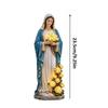 Estatua de María de Resina 1 Pieza con Rosas Amarillas Iluminadas por LED Figura Pintada a Mano para Altar Pequeño Montaje Religioso en Casa