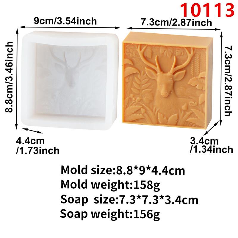 

3D Square Relief Forest Deer Animal Shape Silicone Soap Mold DIY Deer Head Soap Making Candle Craft Form Mould