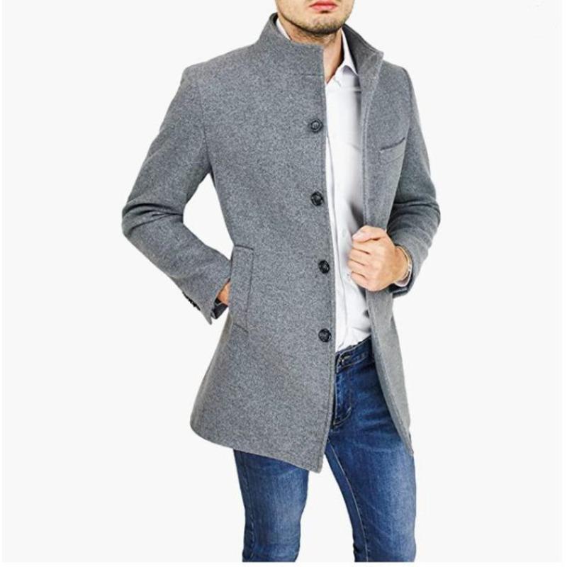 Woolen Coat Men's Thickened Stand-up Collar Jacket Order Surge Woolen Trench Coat Wish Outdoor Leisure