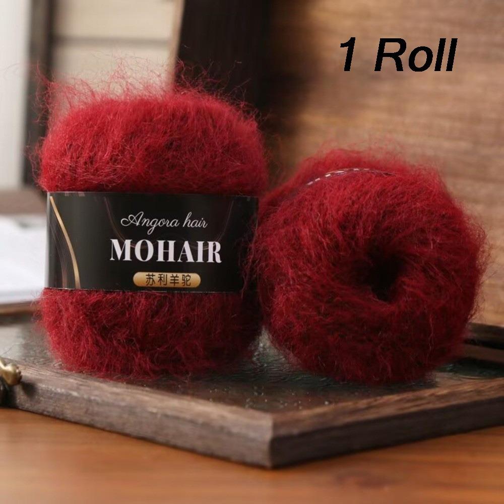 Cotton Blended Alpaca Mohair Yarn Long Haired Soft Fluffy Knitting Yarn Handmade Hand-Knitted Yarn DIY Handicrafts красный