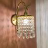 Luxury All-Copper Retro Crystal Wall Lamp with French Deer Design for Living Room and Bedroom