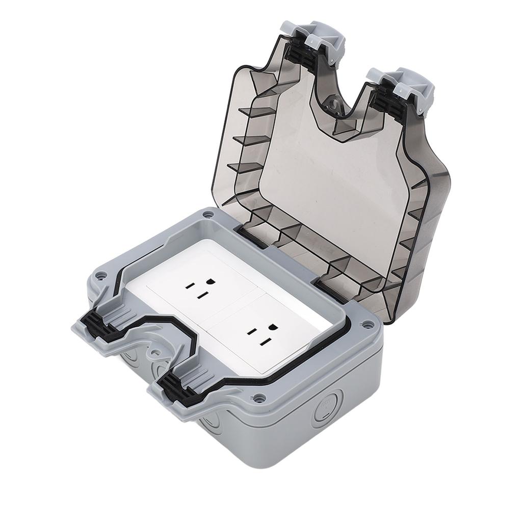 Outdoor IP66 Waterproof Wall Power Socket 2 Sockets Rainproof Charging Outlet   15A