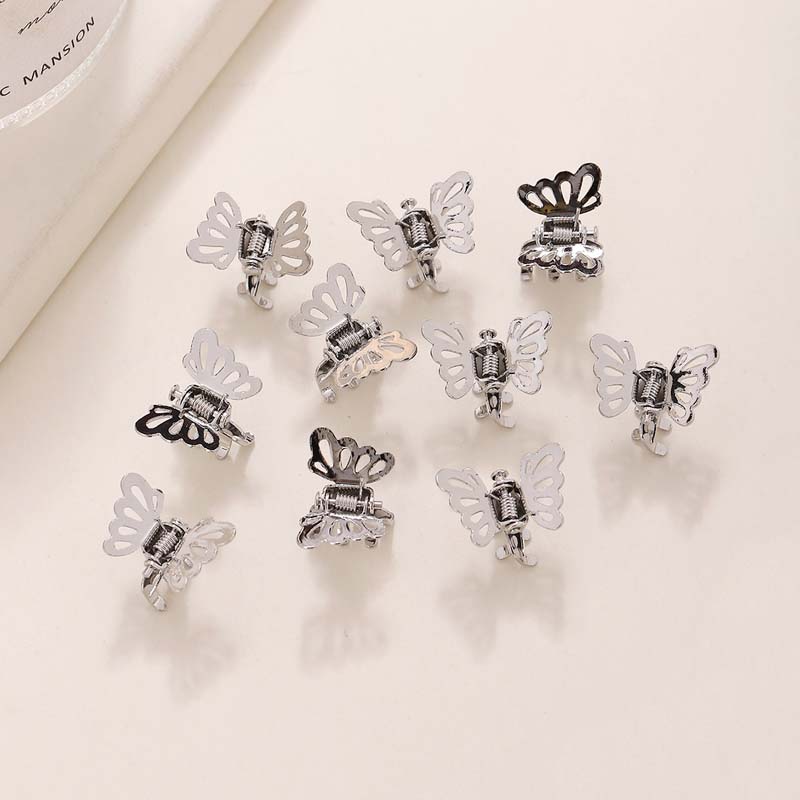 10Pcs/Set Gold Color Butterfly Shape Small Hair Claws For Women Girls Sweet Metal Hollow Mini Hair Clips Hair Accessories