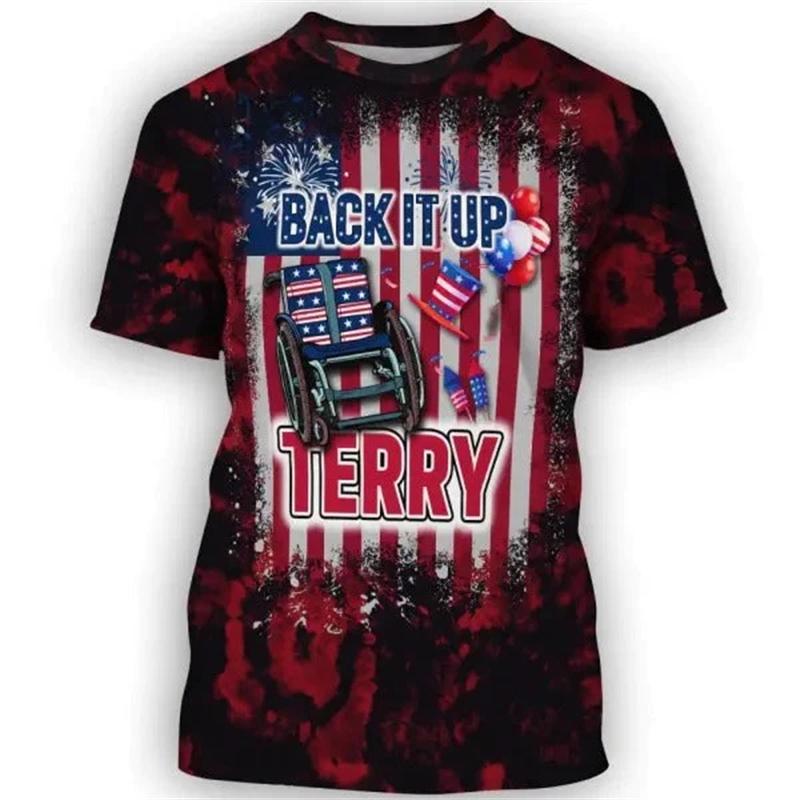 3D American Eagle Flag Print Tee Shirt USA National Emblem Men's