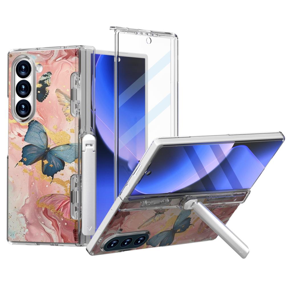 GW181 For Samsung Galaxy Z Fold6 5G Case Pattern Design Hard PC Kickstand Phone Cover