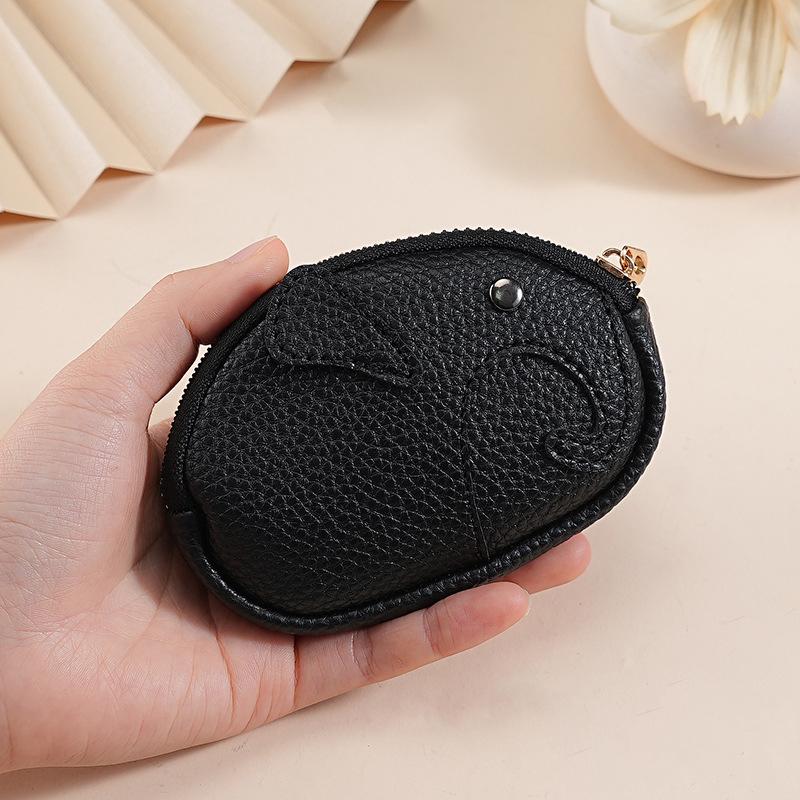 

Creative Keychain Coin Purse Cute Japanese Cartoon Elephant Mini Coin Purse Soft Leather Coin Wallet For Women чорний