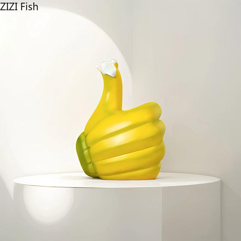 Banana Fist Thumbs-up Ornaments Creative Banana Statue Desk Decoration Resin Crafts Thumbs Sculpture Room Aesthetic Decor