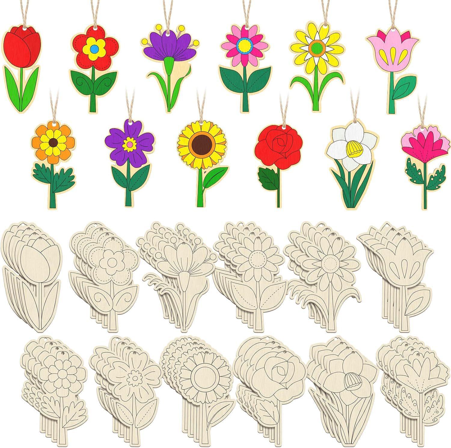 High-Quality 48Pcs High-Quality Children S High-Quality Wooden Self-assembly High-Quality Handicraft High-Quality Pendant High-Quality Spring