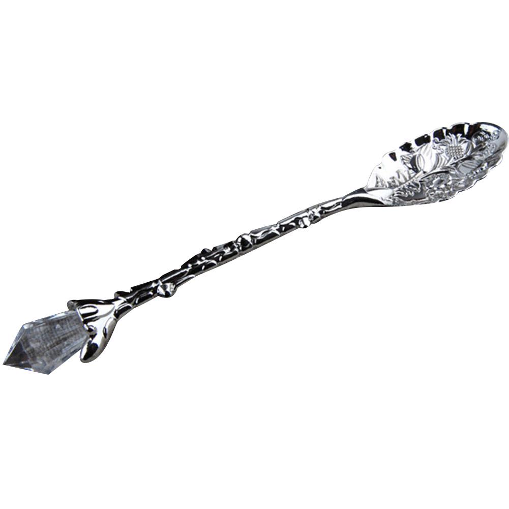 Clean Products Vintage Flower Sculptura Ceai Cafea Desert Lingura Vasa de cina cu maner lung de cristal