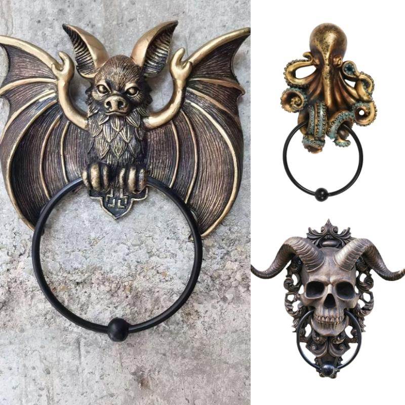 Verspielter Halloween Fledermaus Klopfer Gotische Wandkunst Harzstatue Wand- & Türrahmen Dekoration Ornament Heim- & Außendekoration