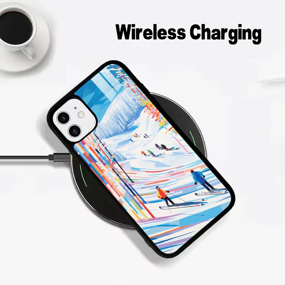 

ski slope &ski running Wireless charging phone case compatible with iPhone 17/16/15/14/13/12/11 iPhone14