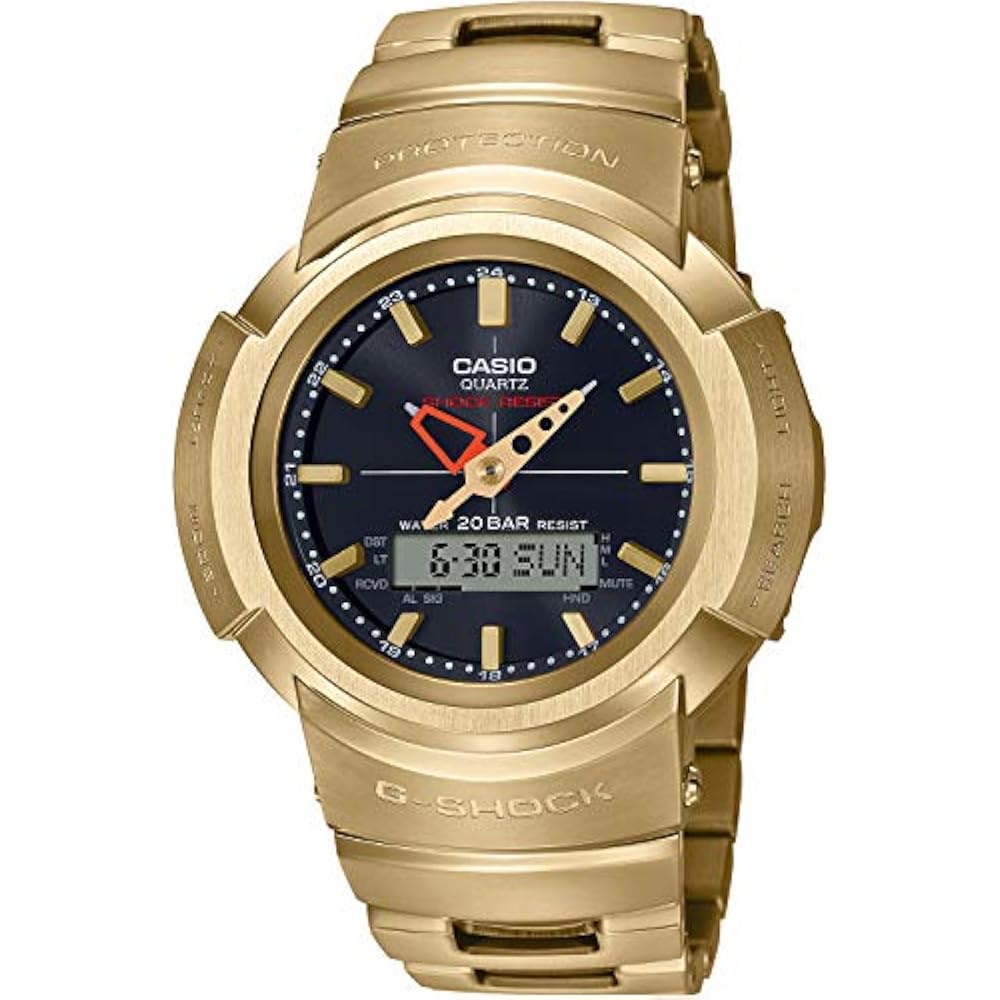 

[Casio] Watch G-Shock [Domestic Genuine] Full Metal Radio Wave Solar AWM-500GD-9AJF Men s Gold