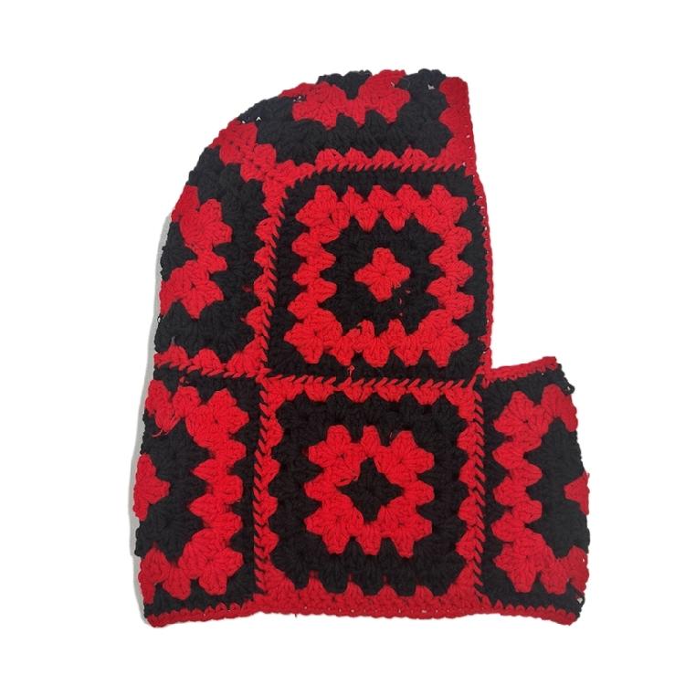 

Trendy Crochet Knit Balaclava Beanies Hat with Hood Headwear for Girl Balaclava червоний