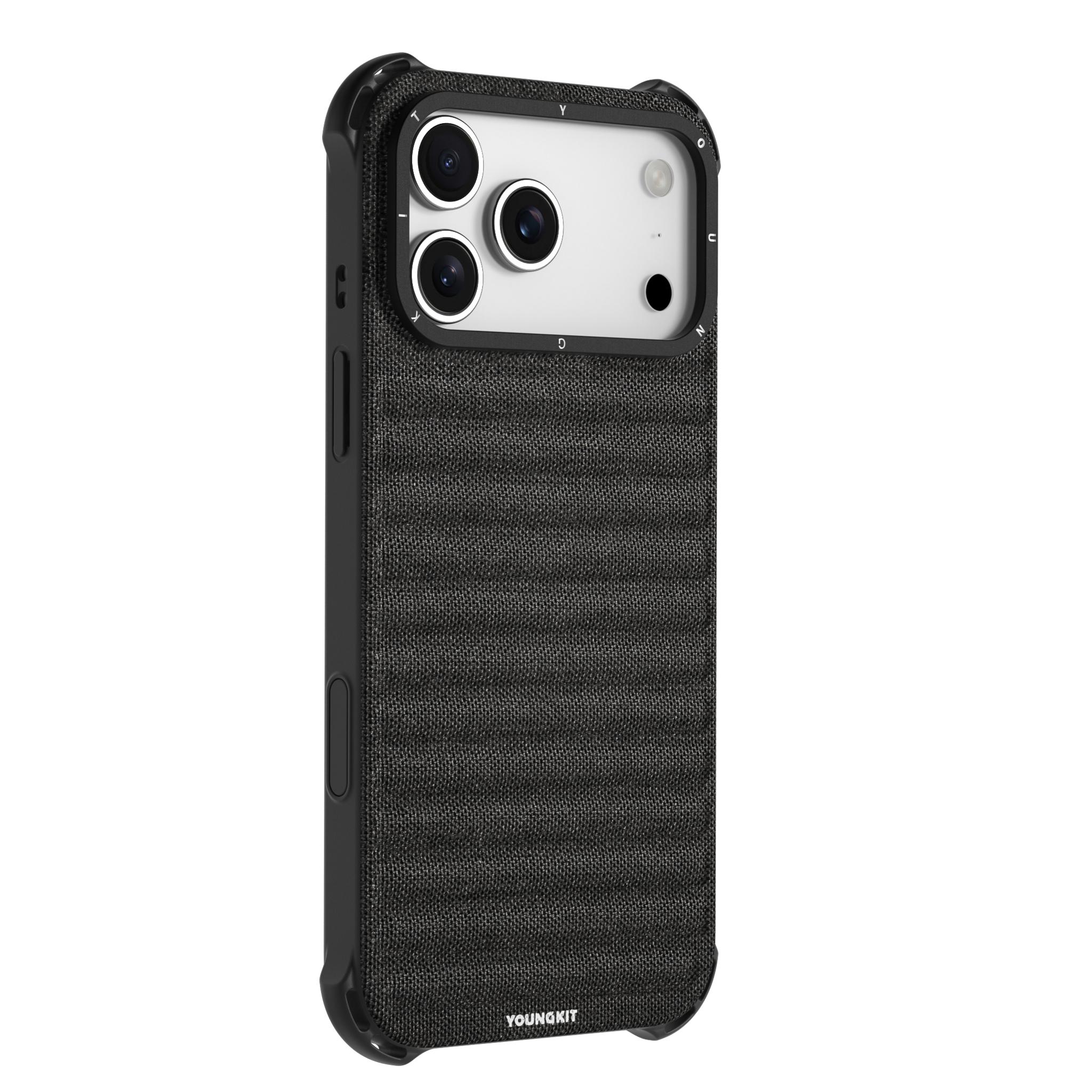 YOUNGKIT Для iPhone 17 Pro Магнитный чехол Текстура джинсовой ткани ТПУ Холст Задняя крышка телефона B