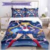 3-teiliges Bettbezug-Set (1 * Bettbezug + 2 * Kissenbezug, ohne Kern), Sailor Moon Druck Weiches Ganzjahres-Bettwäscheset, Heim-Schlafzimmer-Dekoration Geschenk