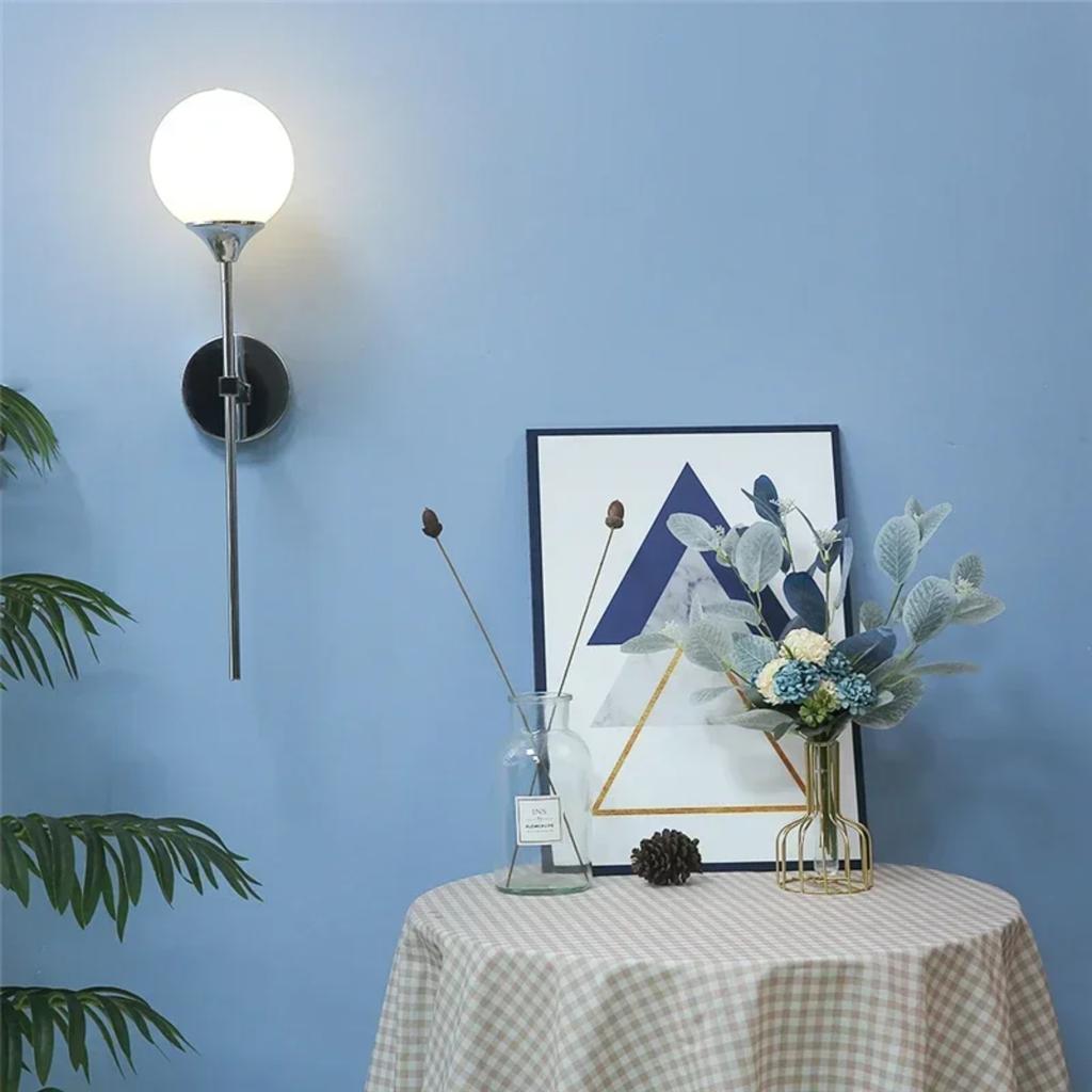 New High-Quality, Elegant, and Stylish Nordic Glass Ball Wall Lamps with a Modern Golden and Sleek Chrome Finish - Perfect for K