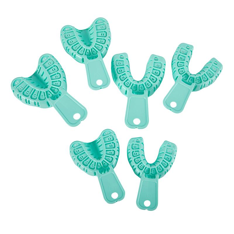 6 Bucăți Tavă pentru Implante Dentare Verde Tavă Mucegai Parțială Detașabilă pentru Întregul Gura Ușor de Pliat Baffle Plastic S/M/L