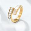 Light Luxury Sugar Cube Zircon Shell Open Ring Plated Women's Niche Titanium Steel Non-fading Jewelry
