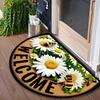 60*90cm Charming Bee & Floral Welcome Mat - Non-Slip Durable Semi-Circular Door Mat -Multiple Sizes Available, Bee Kitchen Decor Mat